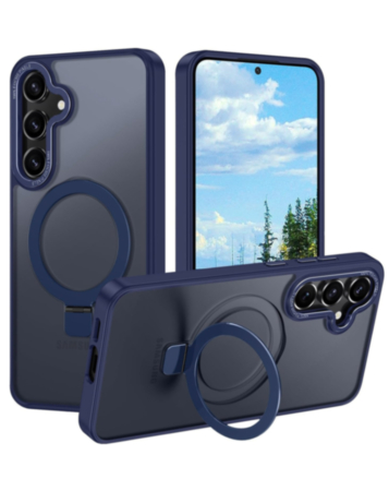 Carbon Wireless Charging Case with Ring Stand - DARK BLUE for Galaxy S25 Plus (Only Ground Shipping)