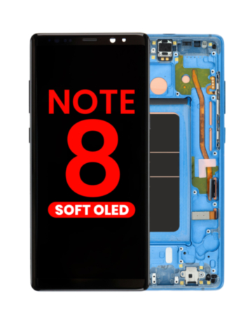 OLED Assembly with Frame for Galaxy Note 8 (N950) (Deepsea Blue) (Aftermarket Plus Soft)