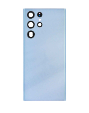 Back Cover Glass with Camera Lens and Adhesive for Galaxy S22 Ultra (S908) (No Logo) (Sky Blue)