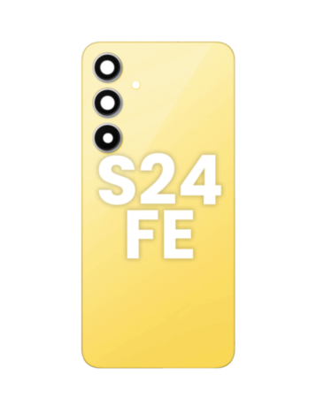 Shop the Back Glass with Adhesive for Galaxy S24 FE with no logo in Yellow.
