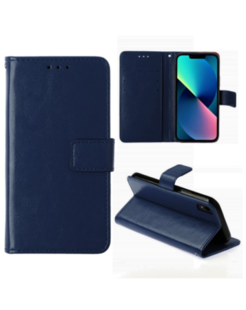 Leather Wallet Case with Card Slot - BLUE for iPhone XR (Only Ground Shipping)
