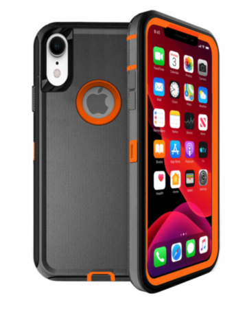 Heavy Duty Case for iPhone XR (BLACK & ORANGE) (Only Ground Shipping)