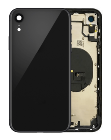 Back Housing Frame with Small Components Pre-Installed for iPhone XR (NO LOGO) (BLACK)