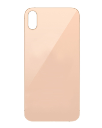 Stock up on the back glass with bigger camera hole for iPhone XS in gold, no logo.