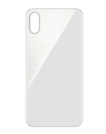 Grab wholesale deals on the back glass with bigger camera hole for iPhone XS in silver, no logo.