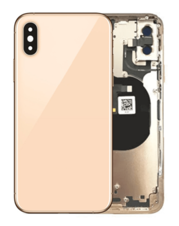 Shop the back housing frame for iPhone XS in gold, no logo, with small components pre-installed.