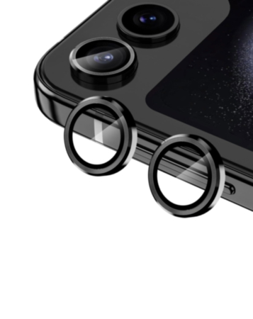 Metal Ring with HD Tempered Glass for Galaxy Z Flip 5 (BLACK)