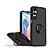 Hard PC Rear / Soft TPU Colorful Border Case with I-ring Holder - BLACK for Galaxy A26 (Only Ground Shipping)
