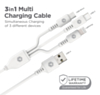 PowerPeak ECONOMY 3in1 USB C+A+M Cable (WHITE) (3ft) (18W) (Only Ground Shipping)