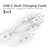PowerPeak ECONOMY 3in1 USB-C to C+A+M Cable (WHITE) (3ft) (18W) (Only Ground Shipping)