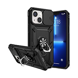 Dual Layers Hybrid Case with Metal Ring And Camera Protector - BLACK for iPhone 13 Mini (Only Ground Shipping)