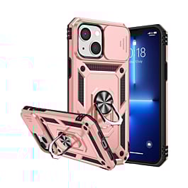Dual Layers Hybrid Case with Metal Ring And Camera Protector - ROSE GOLD for iPhone 13 Mini (Only Ground Shipping)
