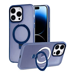 Carbon Wireless Charging Case with Ring Stand - DARK BLUE for iPhone 13 Pro Max (Only Ground Shipping)