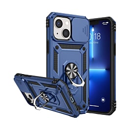 Dual Layers Hybrid Case with Metal Ring And Camera Protector - DARK BLUE for iPhone 13 Mini (Only Ground Shipping)