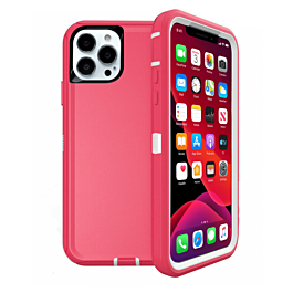 Heavy Duty Case for iPhone 13 Pro (HOT PINK & WHITE) (Only Ground Shipping)