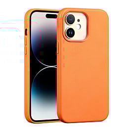 New Leather Case with Wireless Charger - ORANGE for iPhone 14 (Only Ground Shipping)