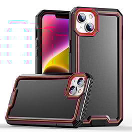 Slim Non-Slip Transparent Matte Case - BLACK & RED for iPhone 16e / 14 / 13 (Only Ground Shipping)