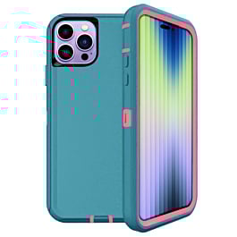 Heavy Duty Case - LIGHT TEAL & LIGHT PINKfor iPhone 14 Pro (Only Ground Shipping)