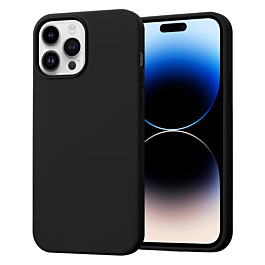 Soft Solid Silicone Case (Full Buttom Cover) - BLACK for iPhone 14 Pro (Only Ground Shipping)