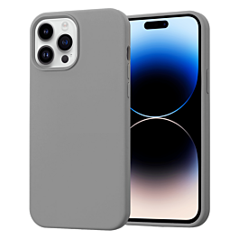 Soft Solid Silicone Case (Full Buttom Cover) - GRAY for iPhone 14 Pro (Only Ground Shipping)