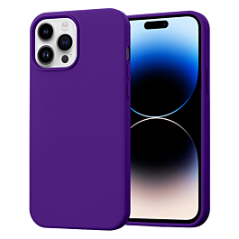 Soft Solid Silicone Case (Full Buttom Cover) - PURPLE for iPhone 14 Pro (Only Ground Shipping)