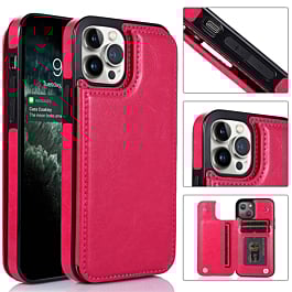 Slim Wallet Case with Credit Card slot - PINK for iPhone 14 Pro Max (Only Ground Shipping)