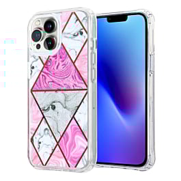 BLUE Light Injection Case - MARBLE PINK & WHITE for iPhone 14 Pro (Only Ground Shipping)