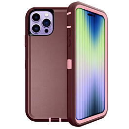 Heavy Duty Case - MAROON & PINK for iPhone 14 Pro (Only Ground Shipping)