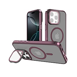 Slim Transparent Camera Stand Case w/ Wireless Charging - RED for iPhone 14 Pro Max (Only Ground Shipping)