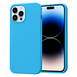 Soft Solid Silicone Case (Full Buttom Cover) - BABY BLUE for iPhone 14 Pro (Only Ground Shipping)