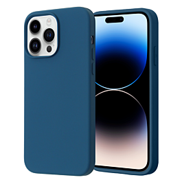 Soft Solid Silicone Case (Full Buttom Cover) - NAVY BLUE for iPhone 14 Pro (Only Ground Shipping)