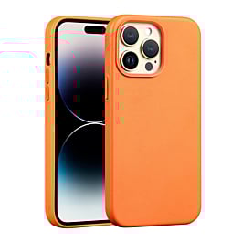 New Leather Case with Wireless Charger - ORANGE for iPhone 14 Pro Max (Only Ground Shipping)