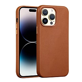 New Leather Case with Wireless Charger - DARK ORANGE for iPhone 14 Pro Max (Only Ground Shipping)