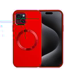 Soft Solid Silicone Case with Wireless Charging - RED for iPhone 15 (Only Ground Shipping)