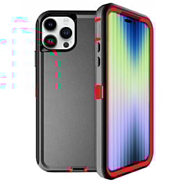 Heavy Duty Case for iPhone 15 Pro Max (BLACK & RED) (Only Ground Shipping)