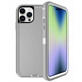 Heavy Duty Case for iPhone 15 Pro Max (GRAY & WHITE) (Only Ground Shipping)