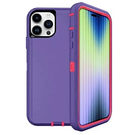 Heavy Duty Case for iPhone 15 Pro Max (DARK PURPLE & PINK) (Only Ground Shipping)