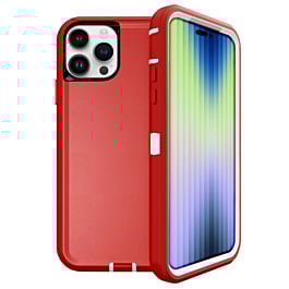 Heavy Duty Case for iPhone 15 Pro Max (RED & WHITE) (Only Ground Shipping)