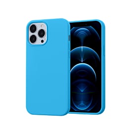 Soft Solid Silicone Case (Full Buttom Cover) - LIGHT BLUE for iPhone 15 Pro Max (Only Ground Shipping)