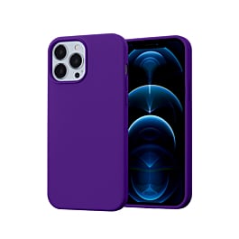 Soft Solid Silicone Case (Full Buttom Cover) - PURPLE for iPhone 15 Pro Max (Only Ground Shipping)