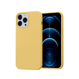 Soft Solid Silicone Case (Full Buttom Cover) - YELLOW for iPhone 15 Pro Max (Only Ground Shipping)