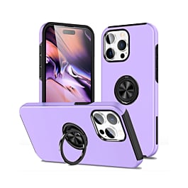 Dual Layer Case with Magnetic Ring - PURPLE for iPhone 15 Pro Max (Only Ground Shipping)
