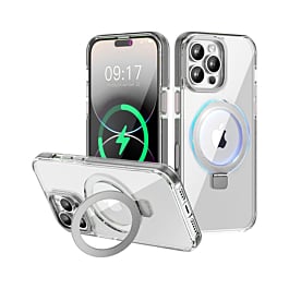 Magnetic Clear Case w/ Kickstand - GRAY for iPhone 16 Pro Max (Only Ground Shipping)