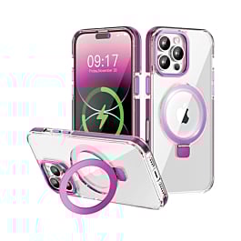 Magnetic Clear Case w/ Kickstand - PINK for iPhone 16 Pro Max (Only Ground Shipping)