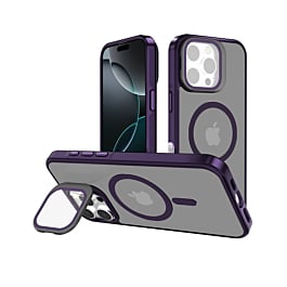Slim Transparent Camera Stand Case w/ Wireless Charging - PURPLE for iPhone 16 Pro Max (Only Ground Shipping)
