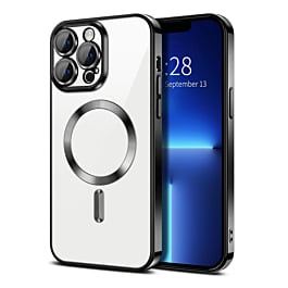 Shiny Wireless Charging Clear Case - BLACK for iPhone 16 Pro Max (Only Ground Shipping)