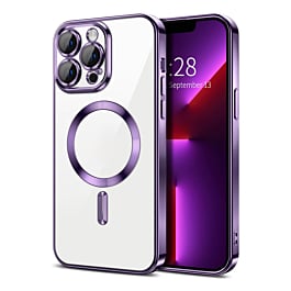 Shiny Wireless Charging Clear Case - DARK PURPLE for iPhone 16 Pro Max (Only Ground Shipping)