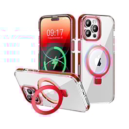 Magnetic Clear Case w/ Kickstand - RED for iPhone 16 Pro Max (Only Ground Shipping)