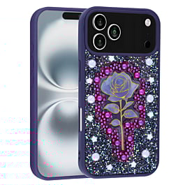 Diamond Rose Crystal Case - DARK PURPLE for iPhone 17 Pro Max (Only Ground Shipping)