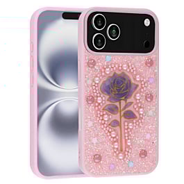 Diamond Rose Crystal Case - PINK for iPhone 17 Pro Max (Only Ground Shipping)